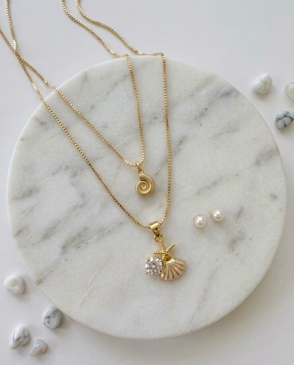 SET DÚO ESTRELLA Y CARACOL CON TOPOS DORADO