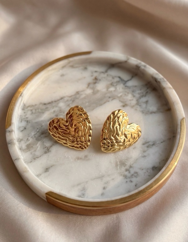 TOPOS CORAZON EN ACERO DORADO