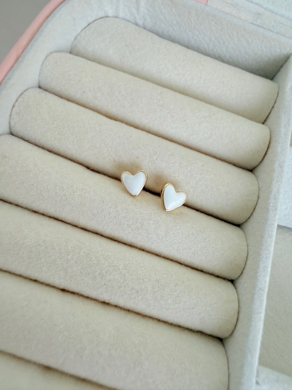 TOPOS PEQUEÑOS CORAZONES BLANCOS DORADO