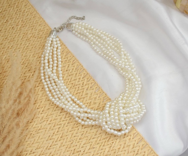 COLLAR PERLAS NUDO COLORES