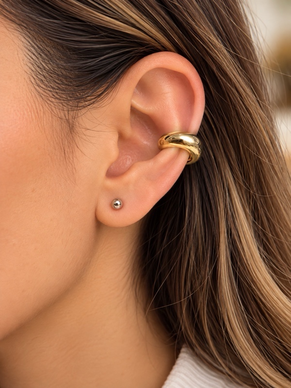 EARCUFF MEDIANO CHUNKY DORADO DORADO