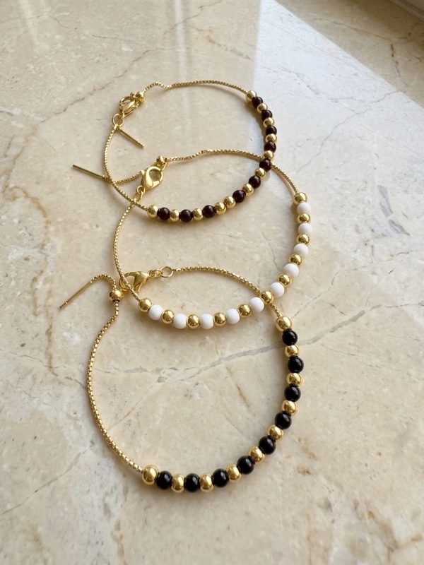 PULSERA BALINES COLORES AJUSTABLE DORADO