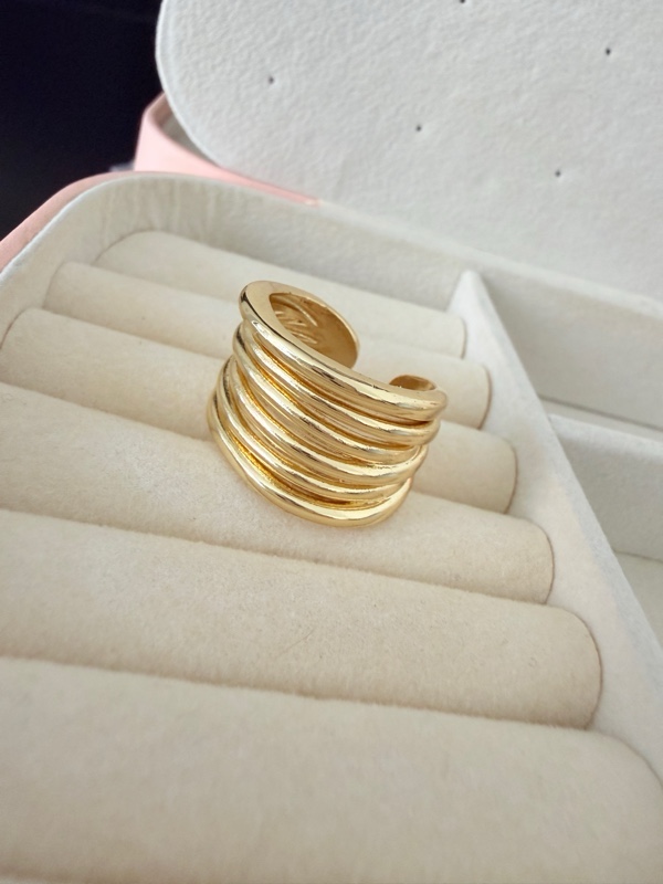 ANILLO GRUESO RODIO DORADO