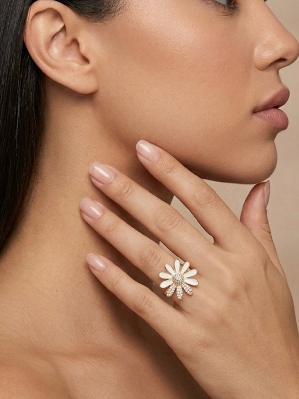 ANILLOS MARGARITA BLANCO DORADO