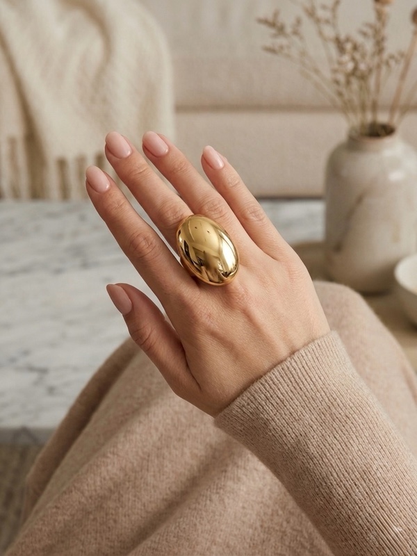 ANILLO OVALADO CHUNKY DORADO