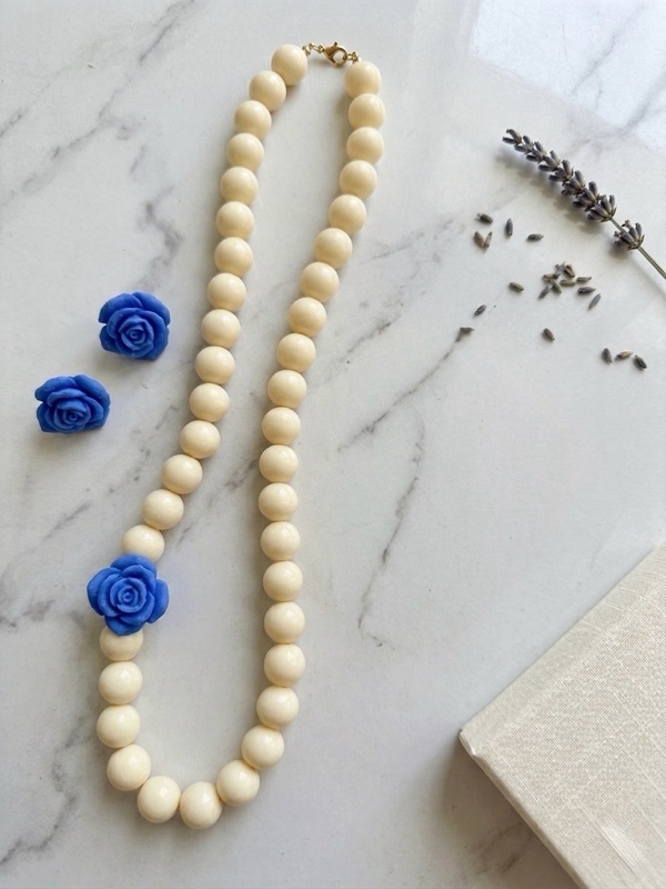 COLLAR CHUNKY BEADS BEISH COLORES
