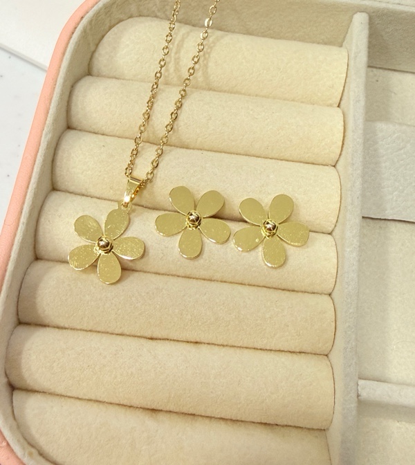 SET FLORES ACERO DORADO