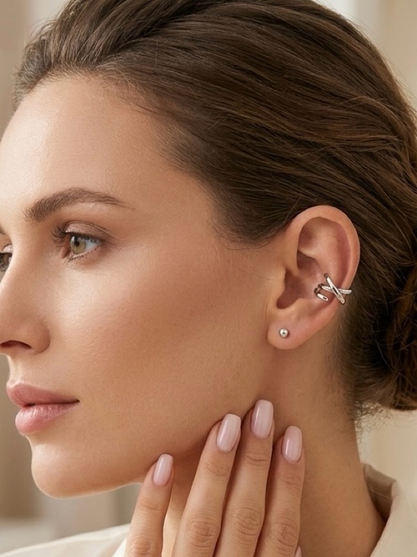 EARCUFF VARIAS LINEAS PLATEADO PLATEADO