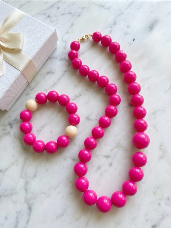 COLLAR CHUNKY BEADS FUCSIA COLORES