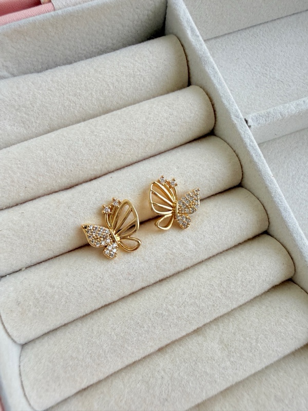 ARETES EN RODIO MARIPOSAS DORADO