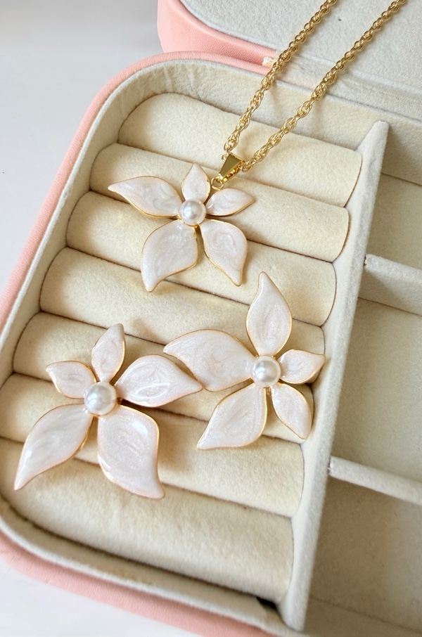 SET CADENA CON TOPOS FLOR DORADO