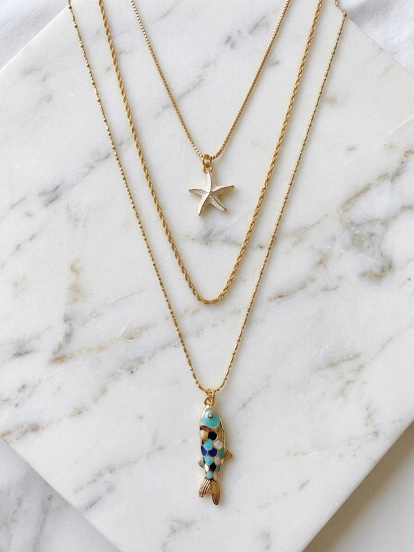 SET X 3 COLLARES PECES DORADO