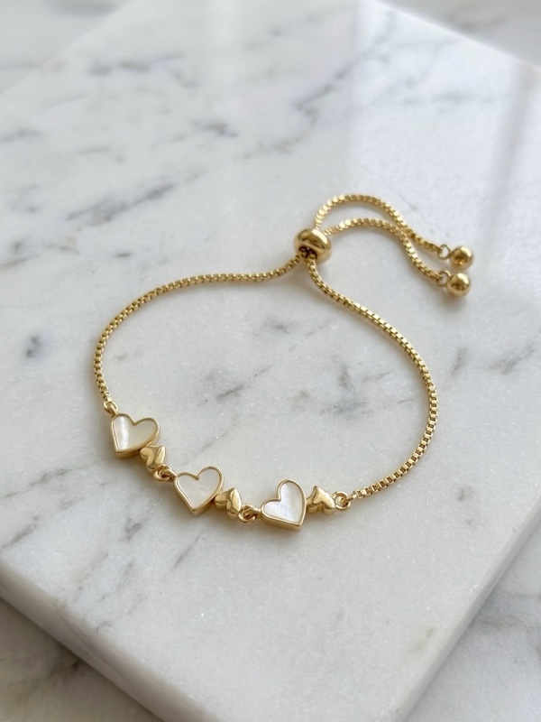 PULSERA 3 CORAZONES AJUSTABLE DORADO