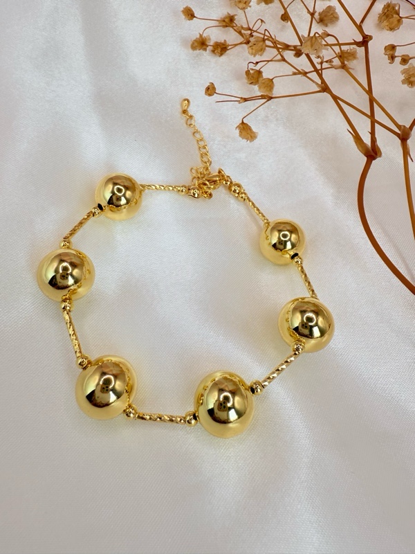 PULSERA BALINES RODIO SEPARADOS DORADO