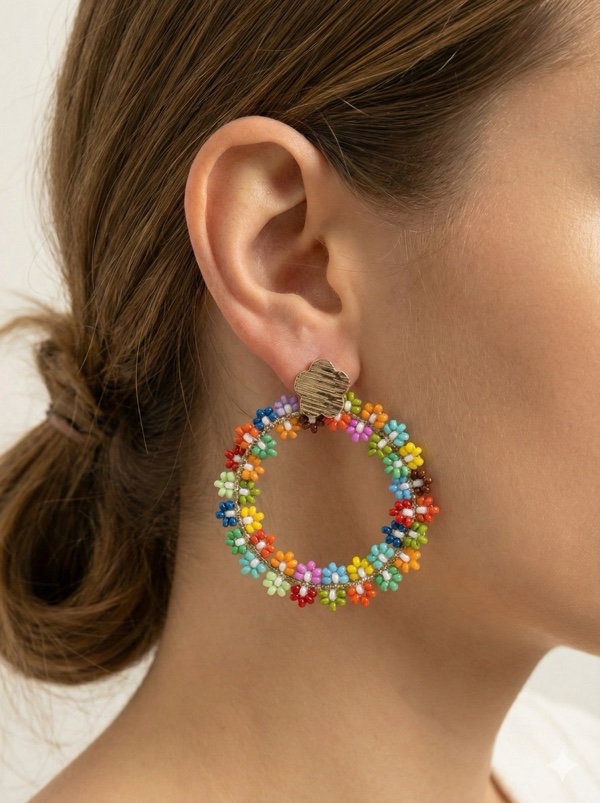 ARETES GRANDES CON MOSTACILLA COLORES VIVOS COLORES