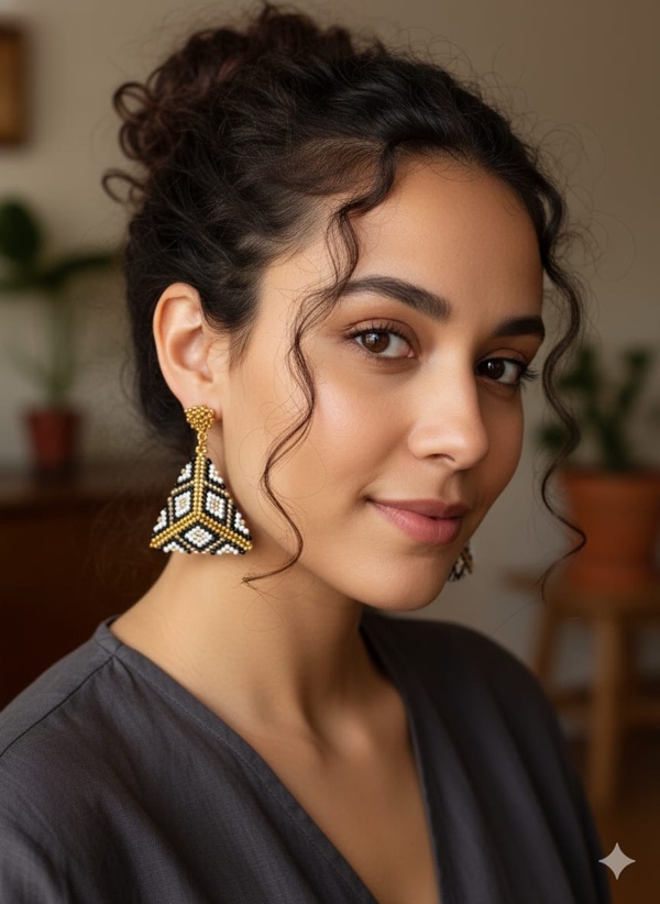 MAXIARETES TRIANGULAR NEGRO CON DORADO COLORES