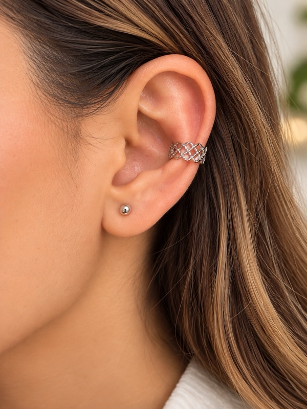 EARCUFF PLATEADO ENTRELAZADO PLATEADO