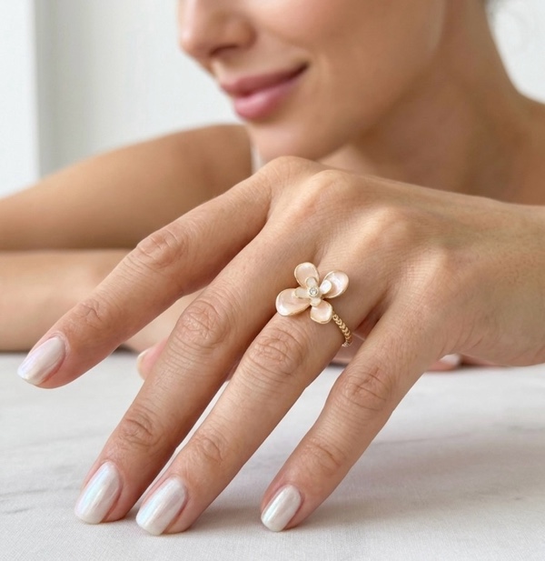 ANILLO FLOR DURAZNO DORADO