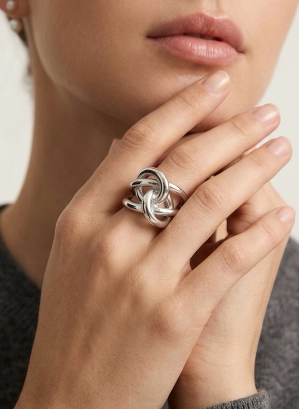 ANILLO GRUESO CIRCULOS PLATEADO PLATEADO