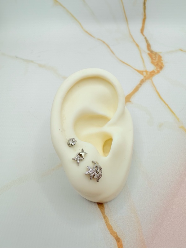 SET TOPOS RODIO ESTRELLAS PLATEADO